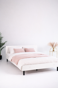 Bed 140x200 white metal frame with adjustable legs strong SVL Furniture