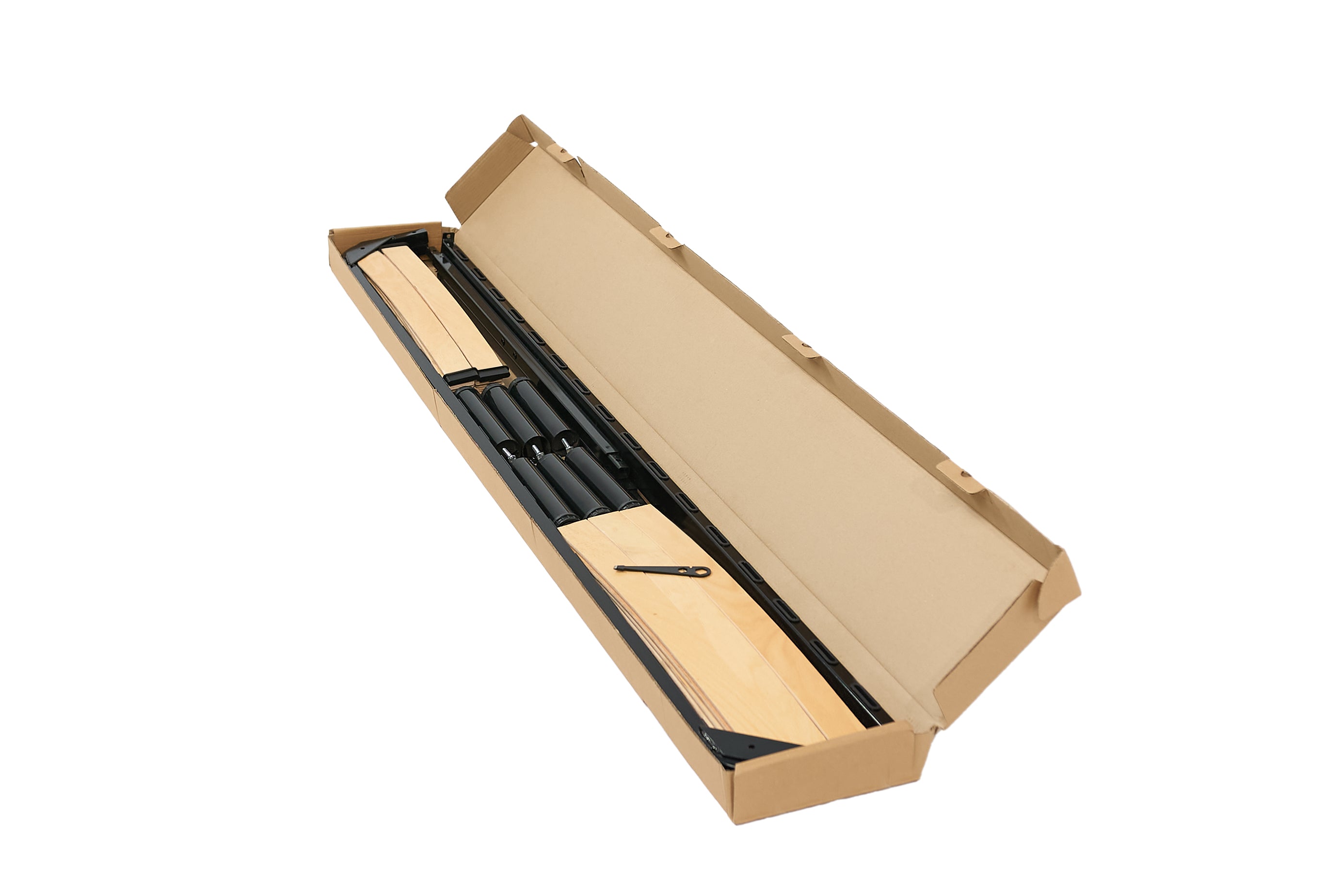 Bed frame 140x200 cm metal 32 Beech Slats on adjustable legs strong SVLMEBLE