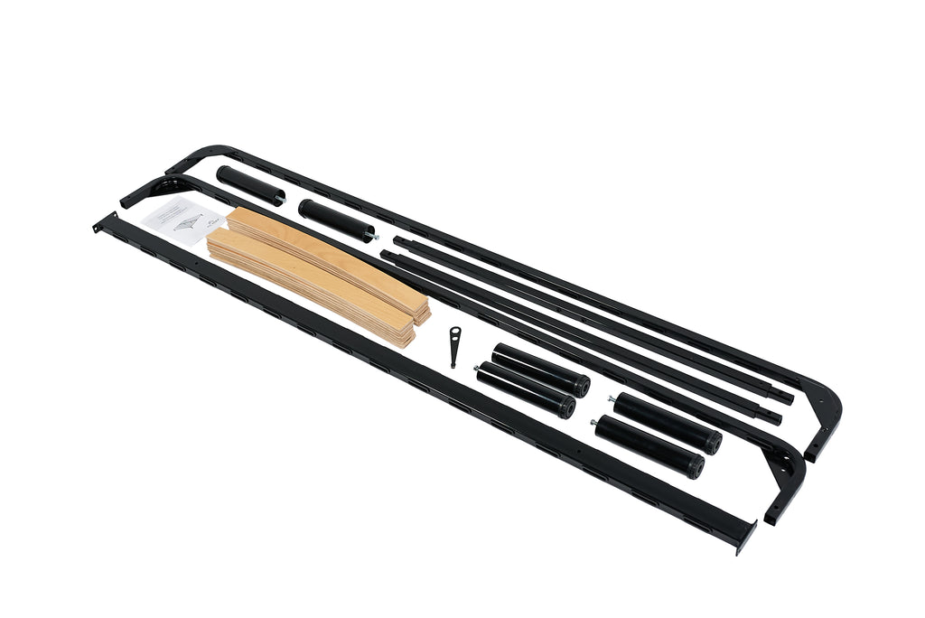 Bed frame 90×200 cm metal 16 Beech Slats on adjustable legs strong SVLMEBLE