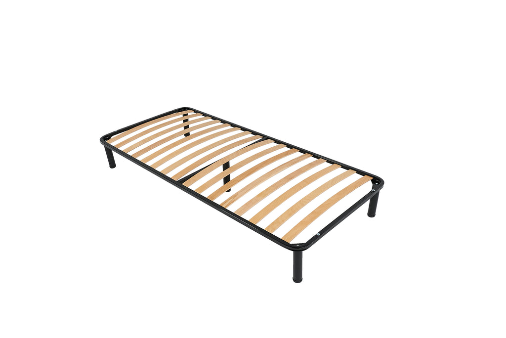 Bed frame 90×200 cm metal 16 Beech Slats on adjustable legs strong SVLMEBLE