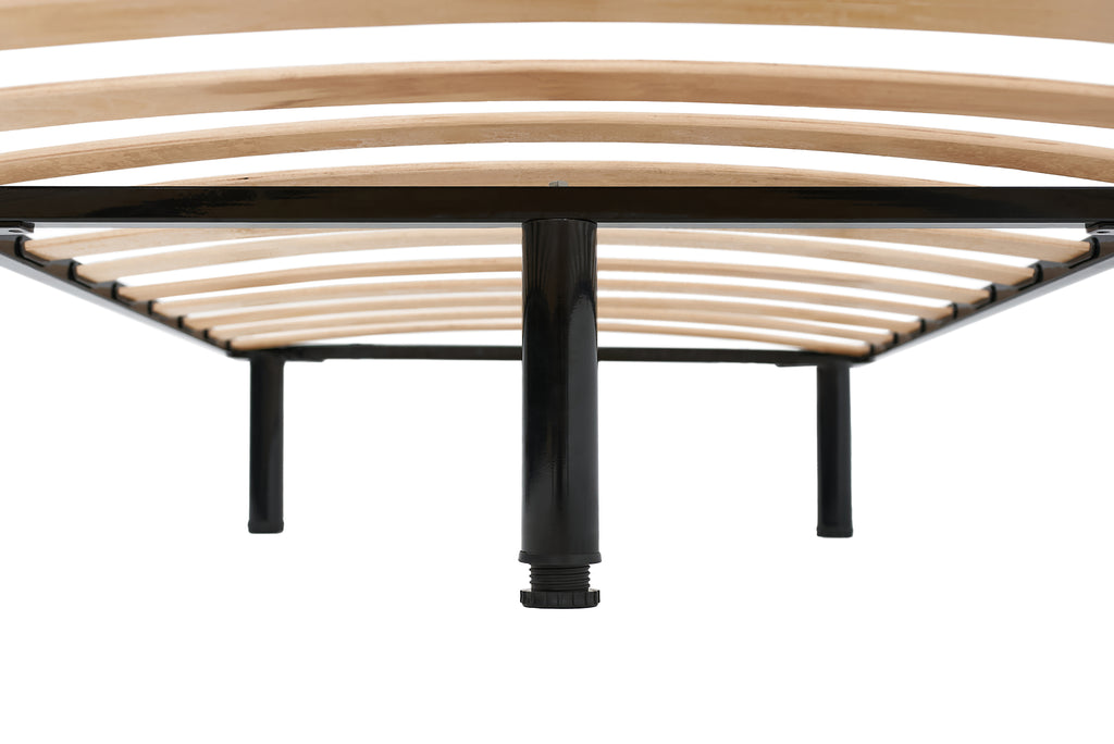 Bed frame 90×200 cm metal 16 Beech Slats on adjustable legs strong SVLMEBLE
