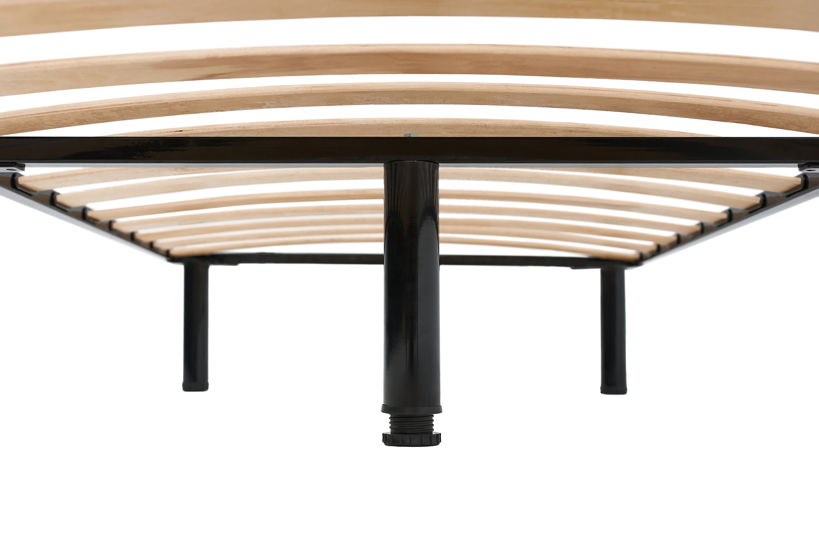 Bed frame 90×200 cm metal 16 Beech Slats on adjustable legs strong SVLMEBLE